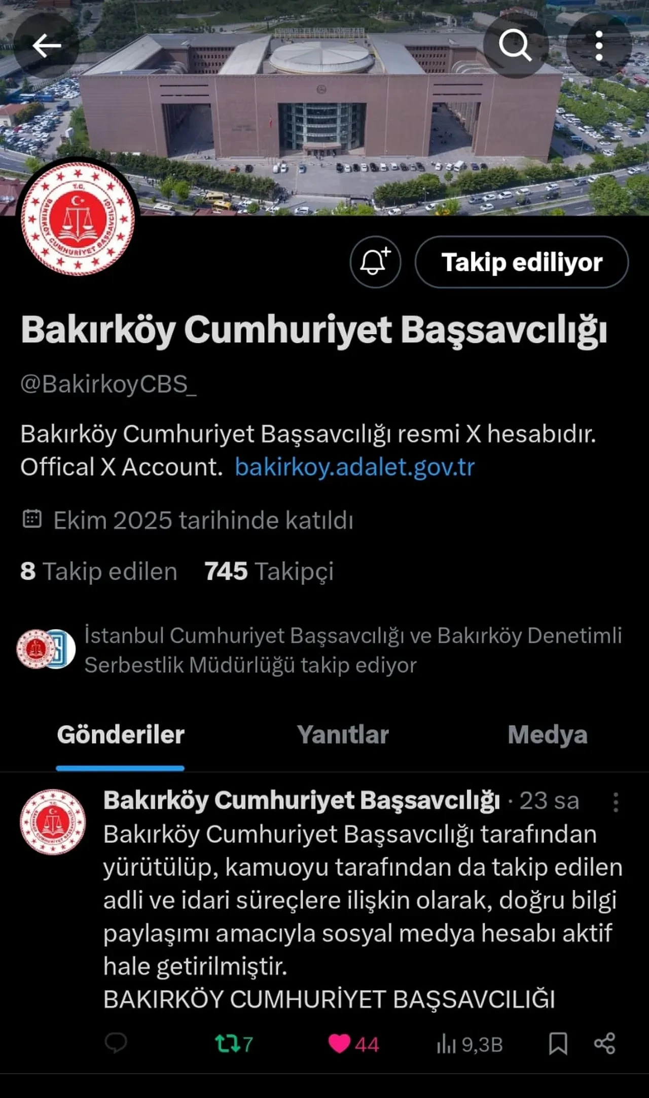 Yargıda sosyal medya açılımı: Bakırköy Cumhuriyet Başsavcılığı X hesabını hizmete açtı