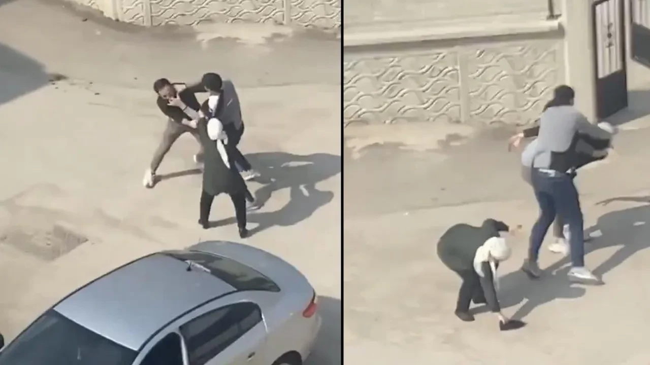 Yol verme kavgası kamerada! Kocasını korumak için terlikle saldırdı