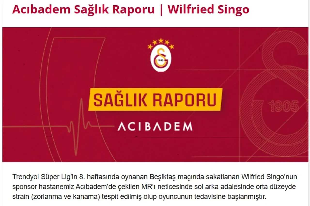 Galatasaray'dan Wilfried Singo açıklaması 