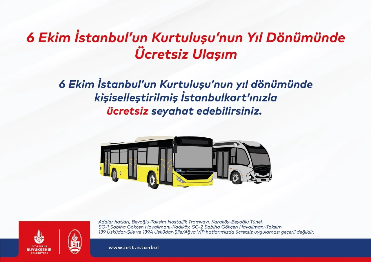 Bugün toplu taşıma neden ücretsiz 6 Ekim 2025? Metrobüs, otobüs, metro ve tramvay hatlarında biletler ücretsiz