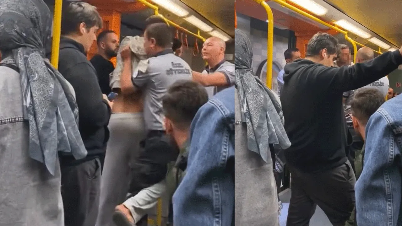 Metro seferleri durdu! Güvenlik görevlisi yaka paça dışarı attı