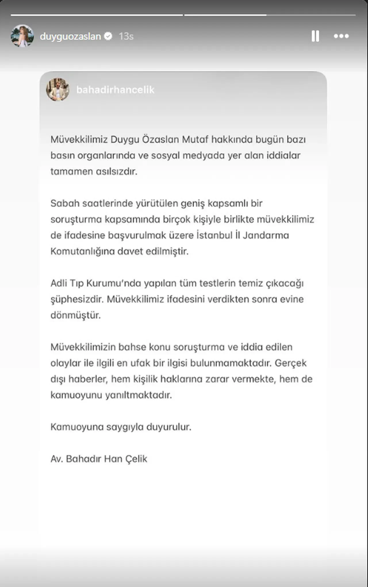 Uyuşturucu operasyonunda ifade veren Duygu Özaslan ilk kez konuştu