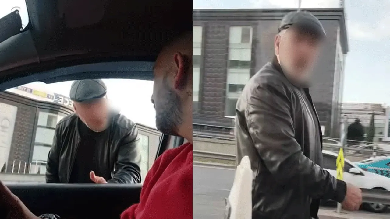 Yolu açsın diye yolu kapattı! Agresif taksici kameralara böyle yansıdı