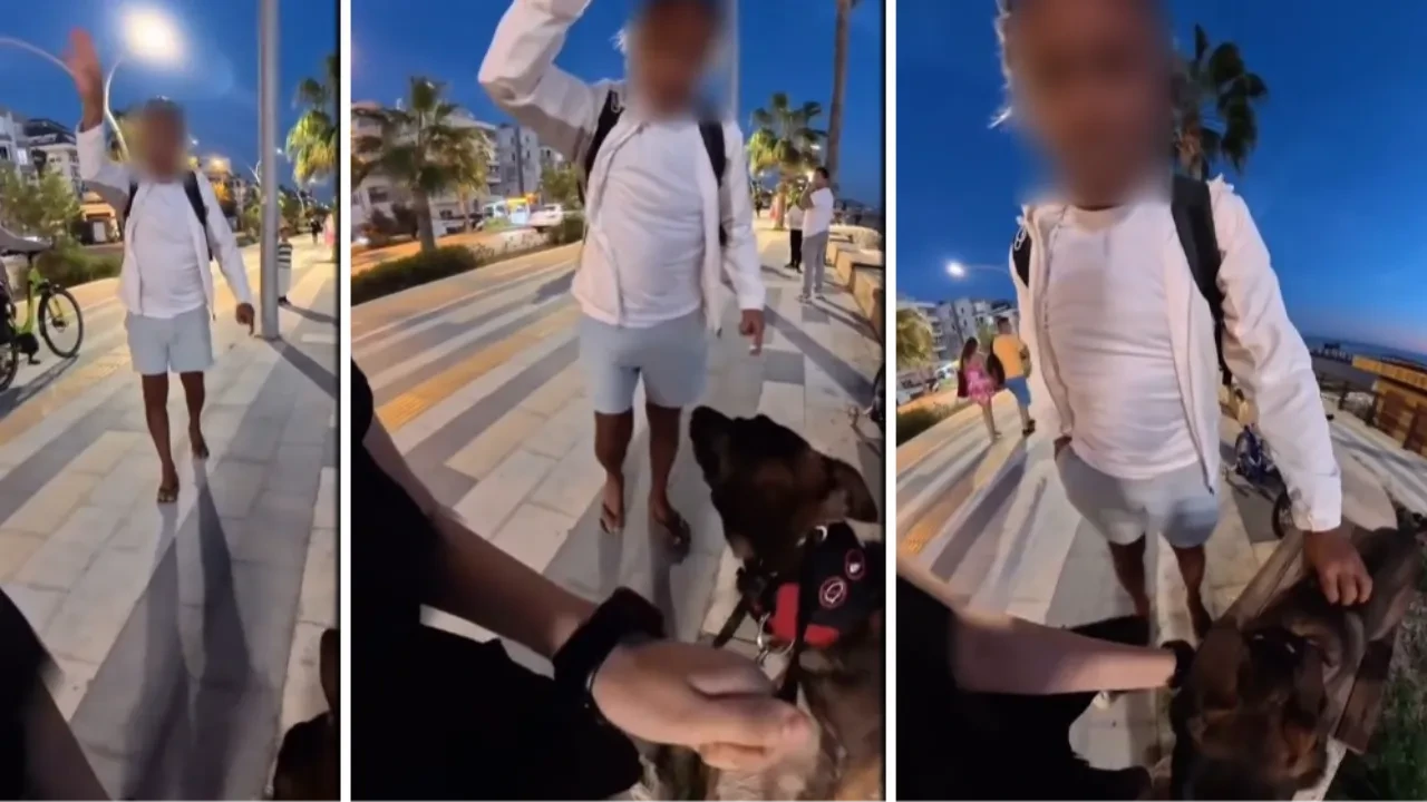  Bankta köpeğiyle oturan kız çocuğuna dehşeti yaşattı! 'Köpeğini keserim'