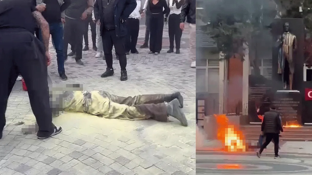 Kaymakamlık önünde dehşet! Kendini ateşe verdi