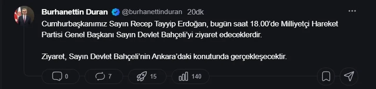 Cumhurbaşkanı Erdoğan, Devlet Bahçeli ile görüşecek: Saat belli oldu