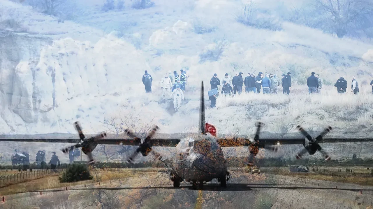 Gürcistan'da düşen askeri kargo uçağının enkazında incelemeler sürüyor! İşte bölgeden gelen yeni görüntüler