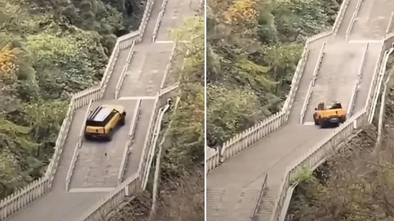 Çin'in yeni aracı 999 basamak çıkıp şov yapacaktı! Tarihi yapıya zarar verdi