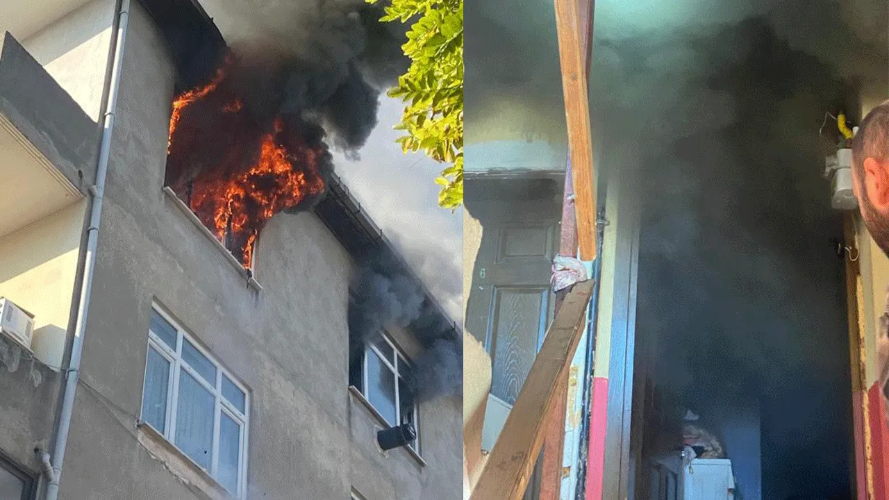 Dumanlar bütün binayı sardı! Kocaeli'de yangın paniği kameralara yansıdı