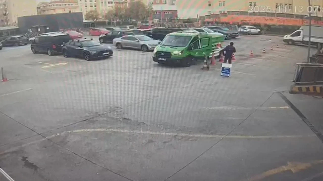 Otoparkta akılalmaz kaza! 5 metre aşağı böyle düştü 