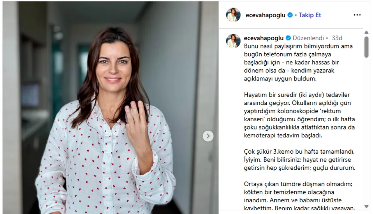 Ece Vahapoğlu kanser tedavisi gördüğünü açıkladı! 