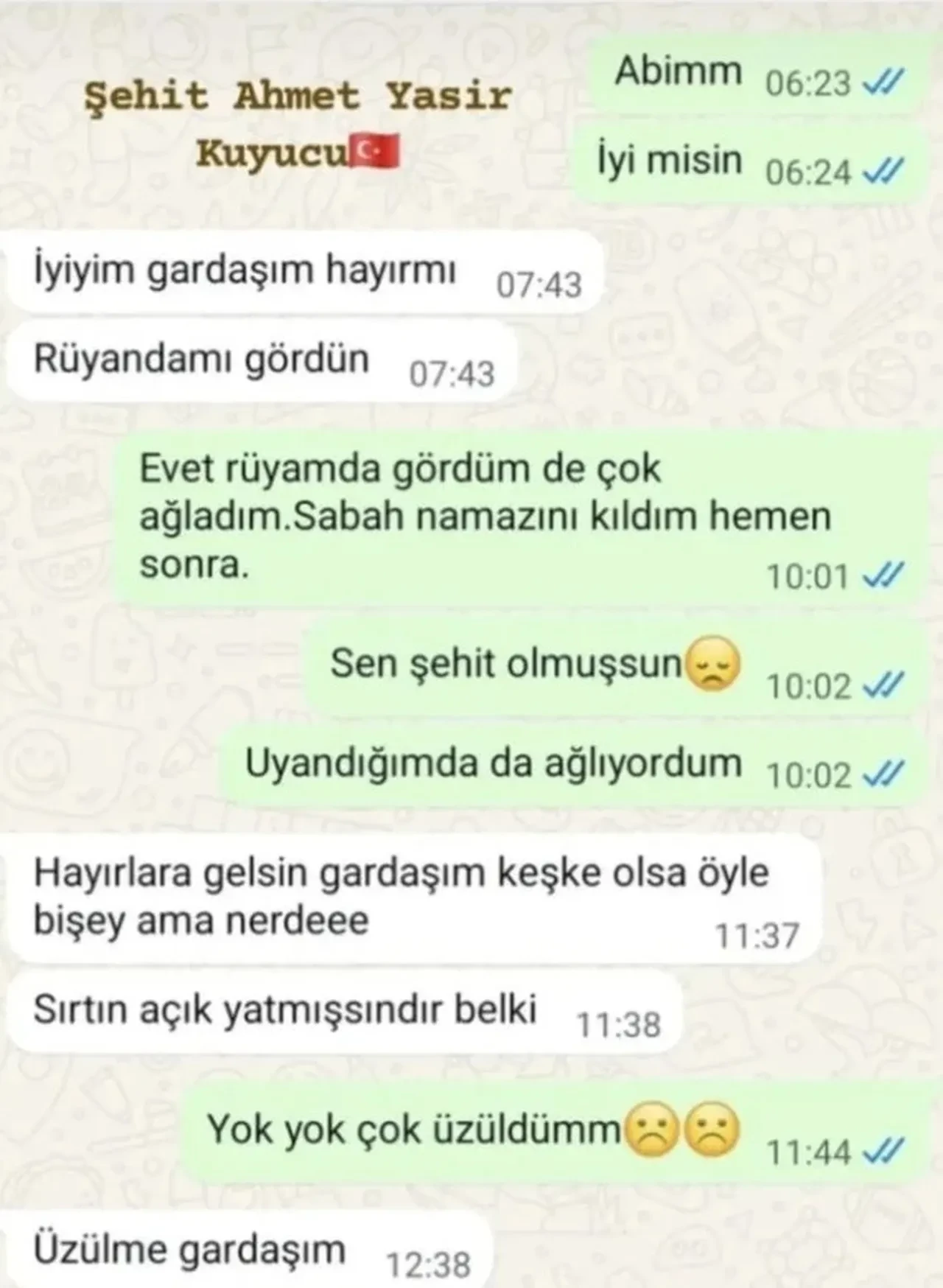 Şehit Ahmet Yasir Kuyucu'nun kardeşiyle son konuşması tüyleri diken diken etti 