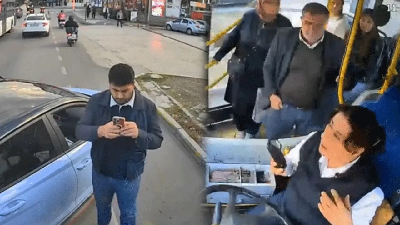 Trafik magandası, otobüs şoförü kadına dehşeti yaşattı! O anlar saniye saniye kameralara yansıdı
