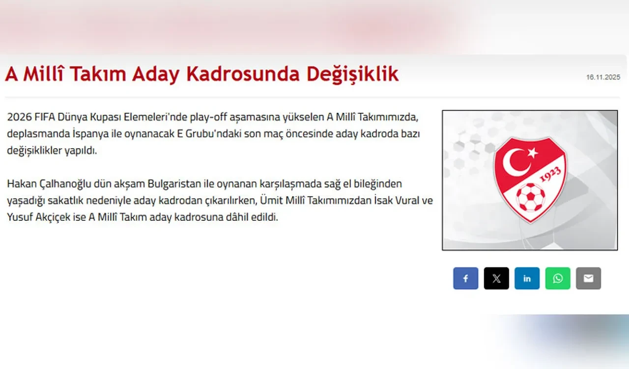 Hakan Çalhanoğlu aday kadrodan çıkarıldı! TFF sebebini açıkladı