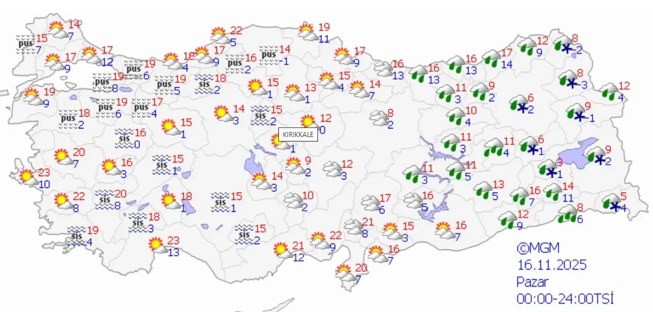 Meteoroloji'den 3 bölgeye yağış ve kar uyarısı! Pazar günü hava durumu