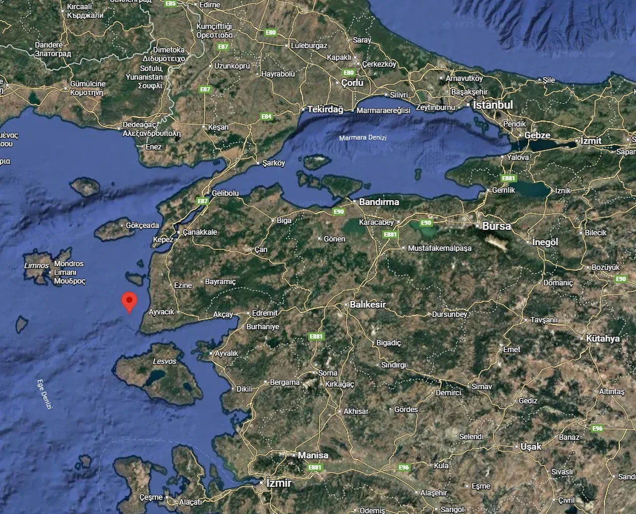 Çanakkale açıklarında deprem oldu