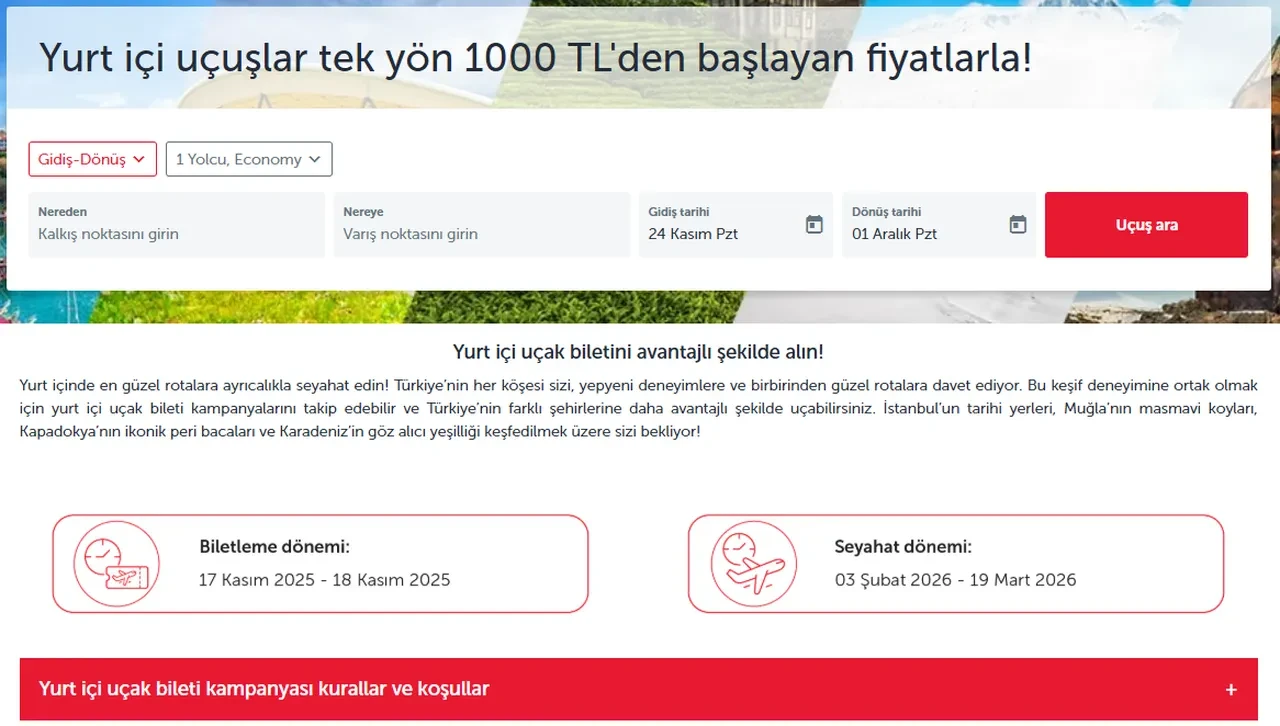 THY 1000 TL kampanyası ne zaman? Türk Hava Yolları ucuz uçak bileti