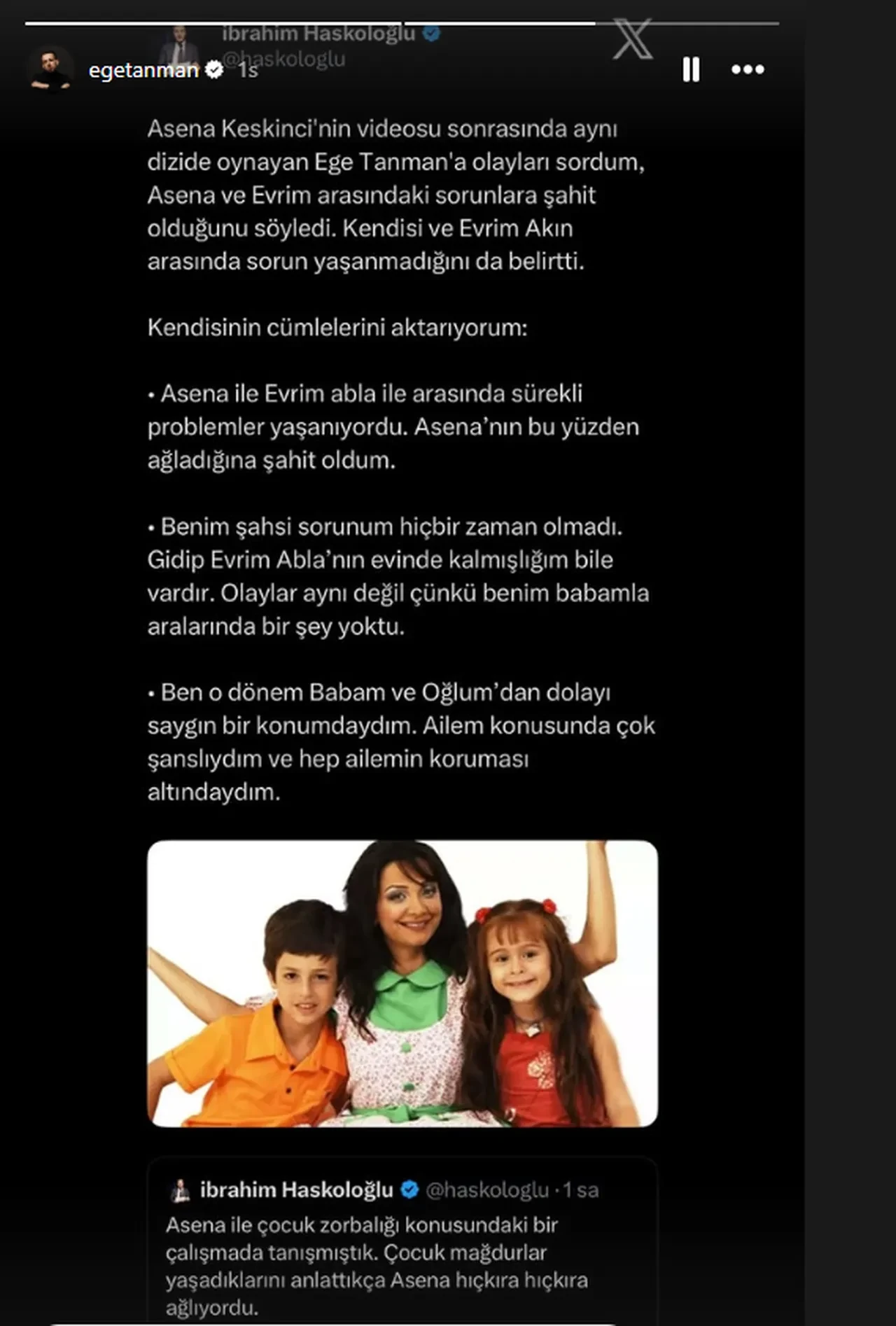 Bez Bebek'in diğer oyuncusu Ege Tanman, Asena Keskinci'nin Evrim Akın iddiasını doğruladı 