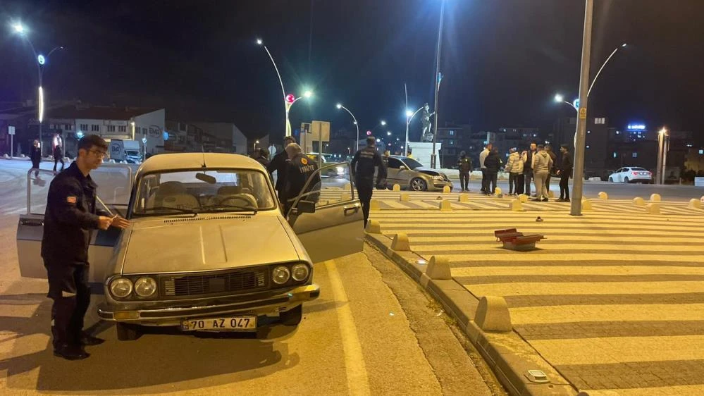 Karaman'da trafik kazası sonrası LPG'li otomobilde gaz kaçağı korkuya neden oldu