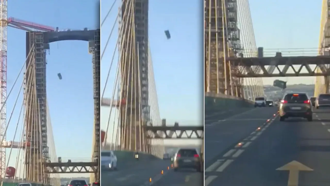 Yola metrelerce yüksekten tuvalet düştü!