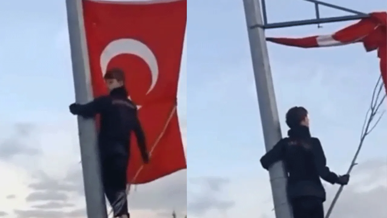 Çocukların bayrak mücadelesi duygulandırdı! 