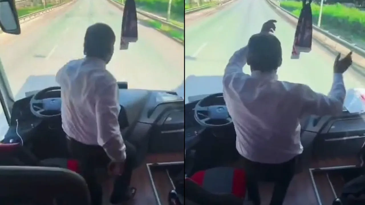  Taraftarların canını hiçe saydı! Direksiyonu bırakan şoför, alkışlar eşliğinde dans etti