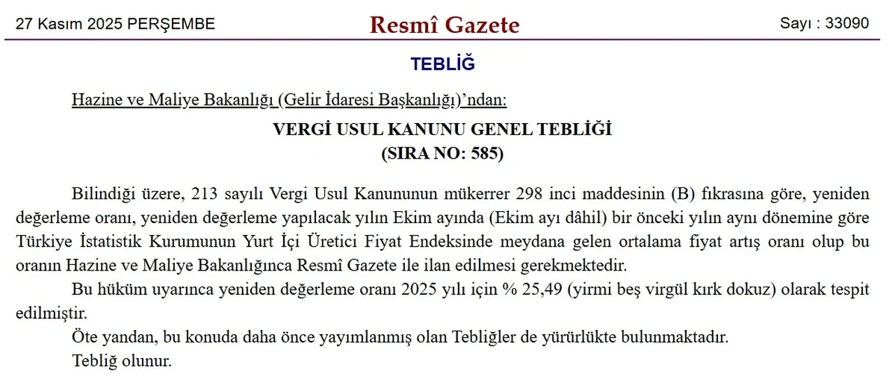 Vergi ve harçlara gelecek zam oranı belli oldu: Yeniden değerleme oranı Resmi Gazete'de