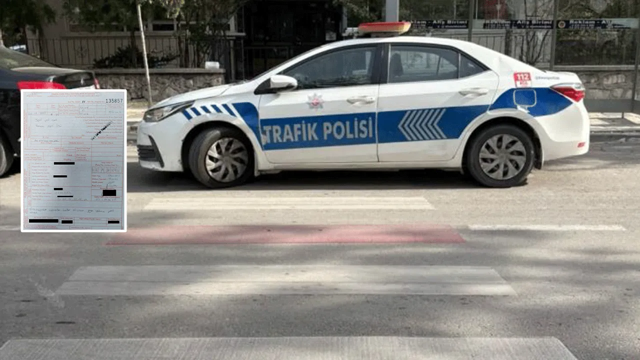 Kimseye ayrımcılık yok! Trafik polisinin hatalı parkına ceza kesildi! 