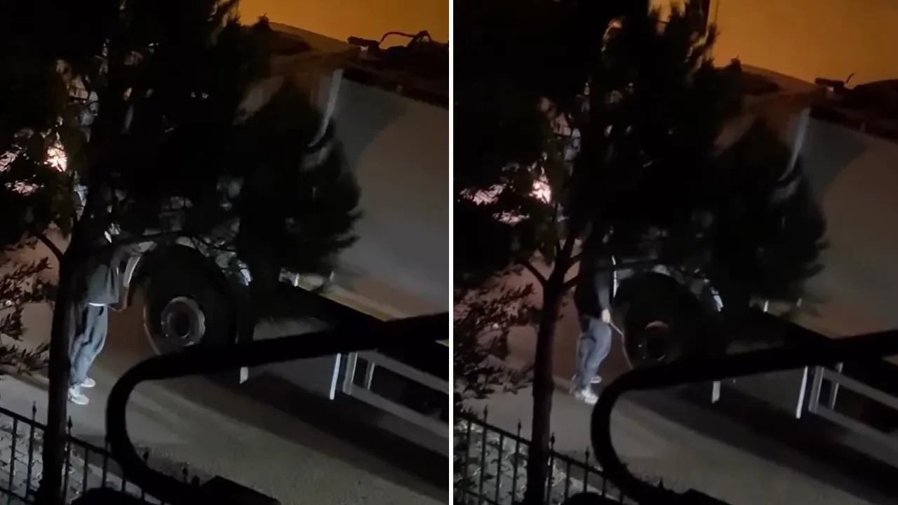 Ataşehir'de çöp kamyonu şoförüne levyeli saldırı kamerada