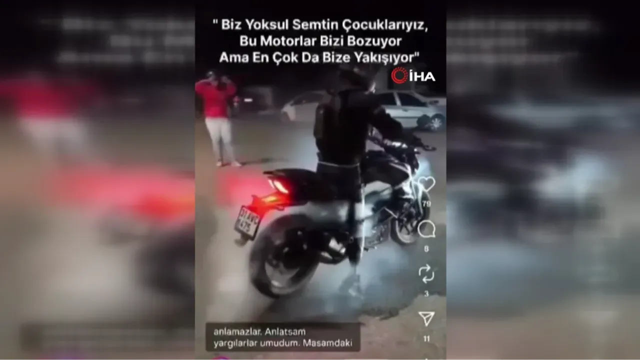 ‘Yoksul semtin çocuklarıyız’ diyerek lastik yakıp şov yaptı!