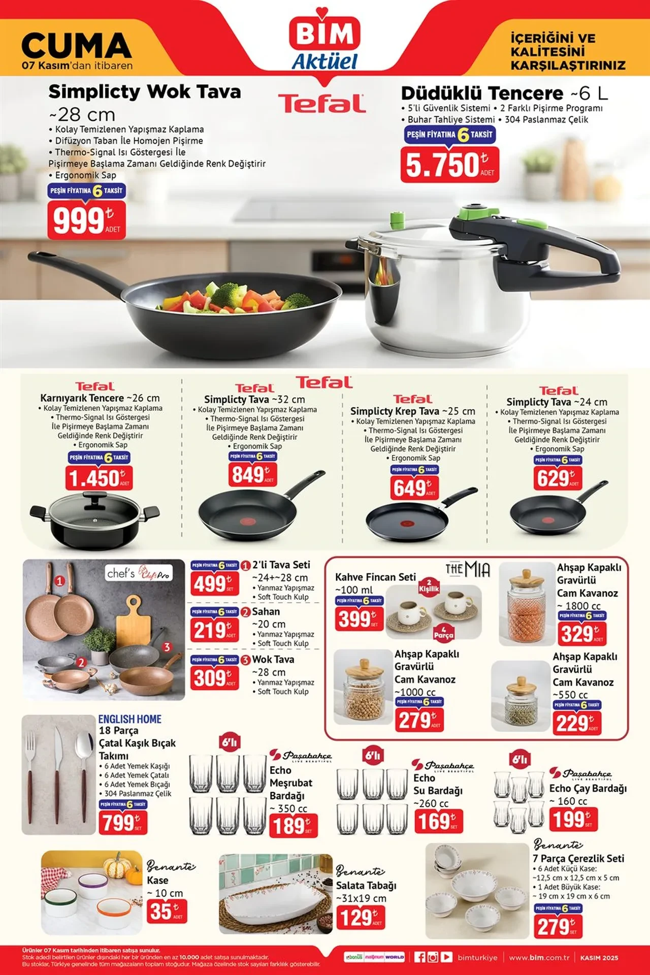 BİM aktüel 7 Kasım Cuma 2025 indirimli ürünler kataloğu paylaşıldı! Elektrikli düdüklü tencere, Çatal bıçak seti, Aksiyon kamerası raflarda