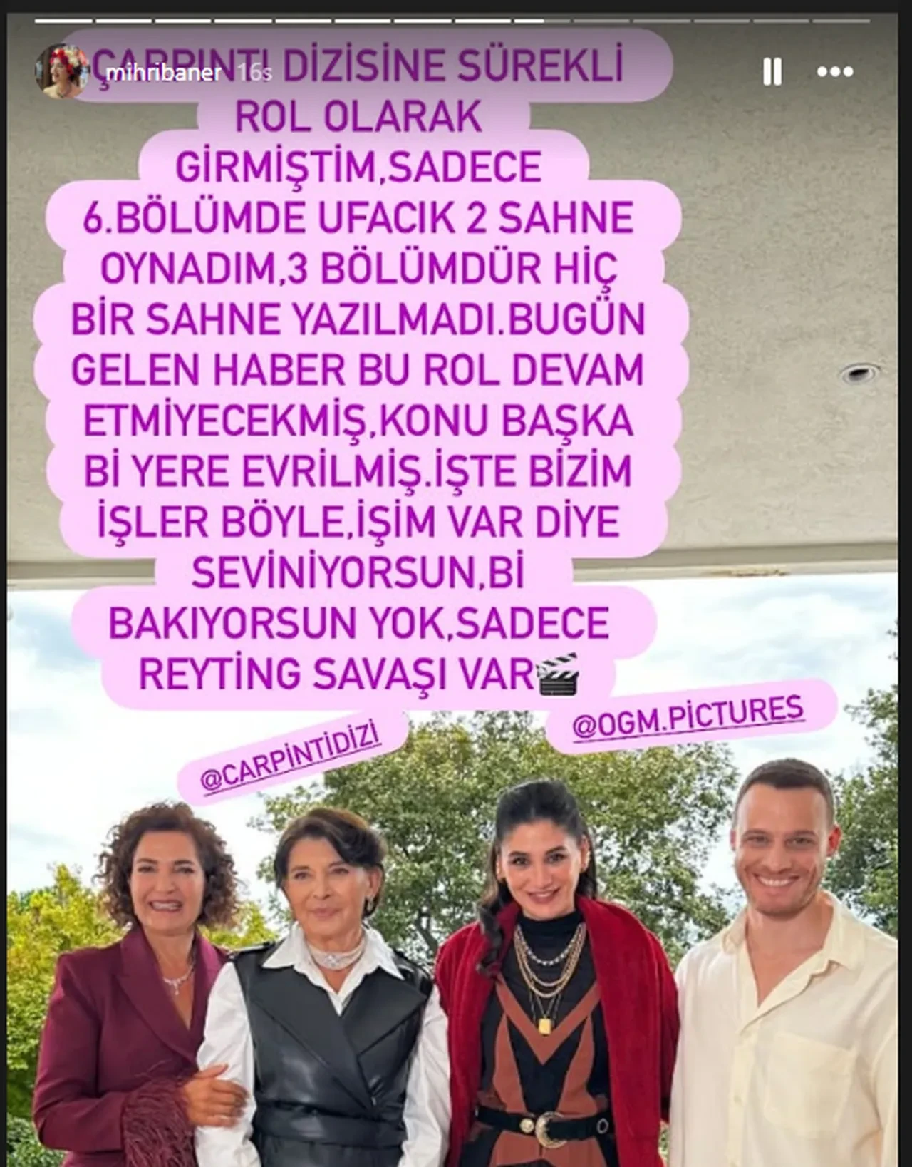 Çarpıntı dizisinde kriz çıktı! Diziden çıkarılan Mihriban Er ateş püskürdü