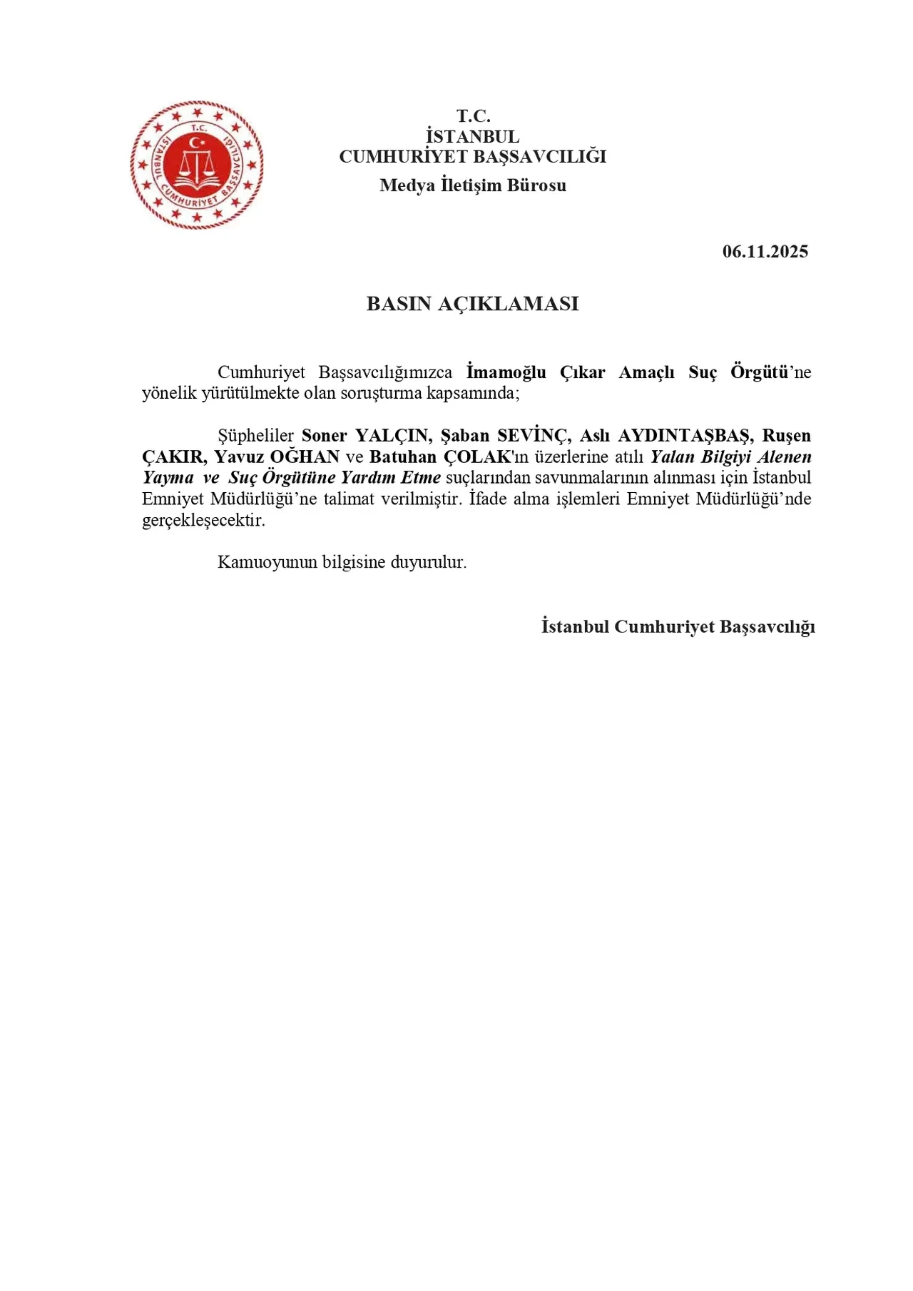 Gazeteci Şaban Sevinç, Soner Yalçın, Yavuz Oğhan ve Batuhan Çolak hakkında karar verildi