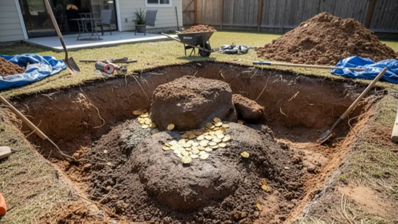 Yüzme havuzu kazısından gerçek bir hazine çıktı! Altınlar ev sahibine kaldı