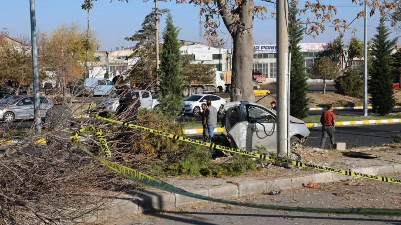 Ağaca çarptı, ortadan ikiye bölündü! 2 kişinin öldüğü feci kaza kamerada