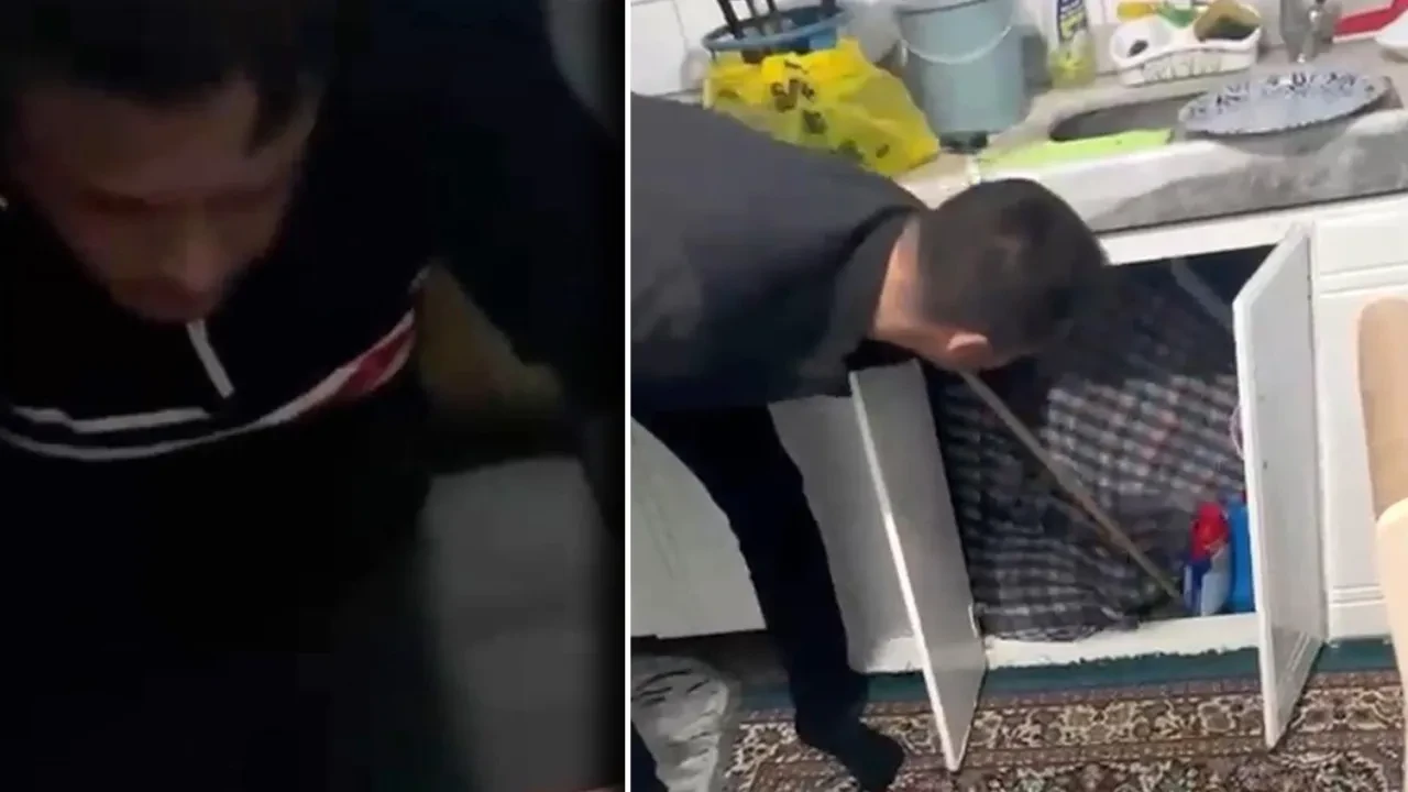 Firari şahıs mutfak dolabında bulundu! Sofra bezini üzerine alarak saklanmaya çalıştı