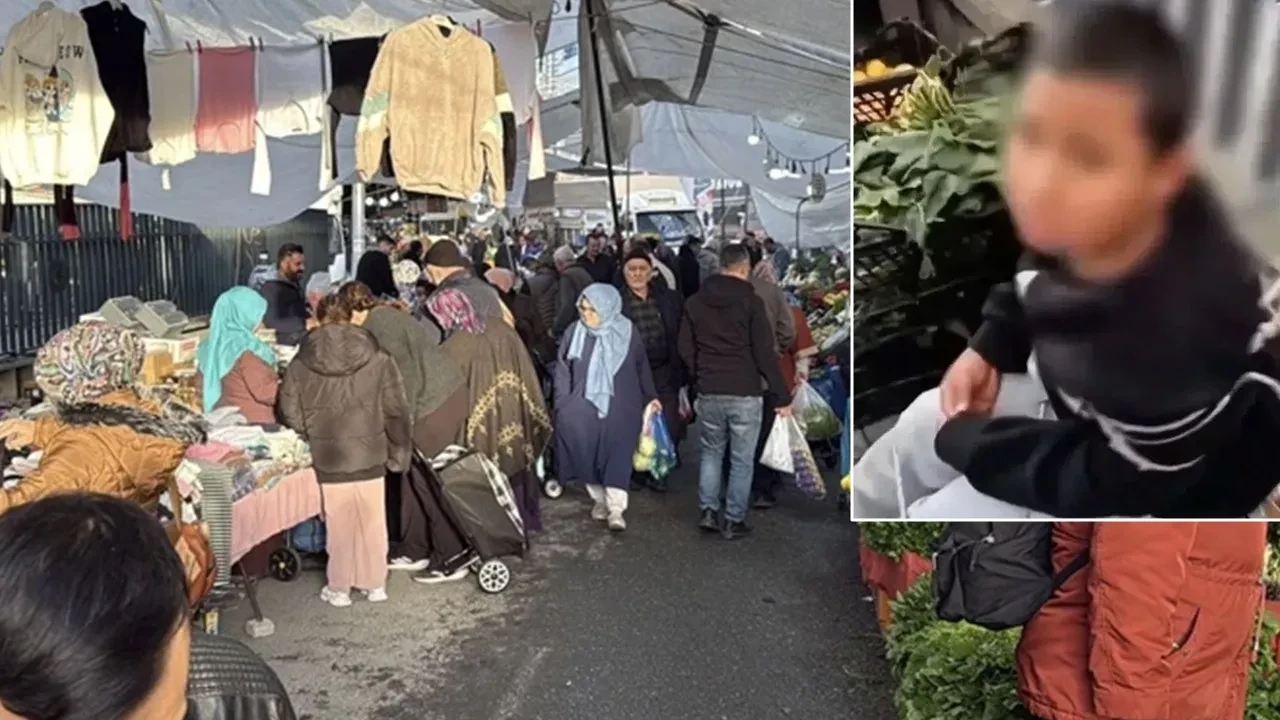 Sarıyer'deki pazarda çocuğu iple bağladılar, emniyet harekete geçti: 3 gözaltı