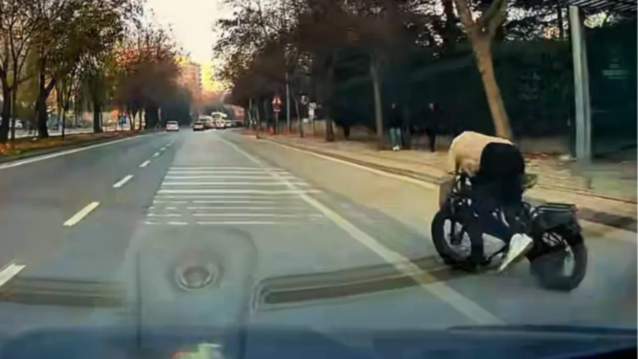 Eli cebinde bisiklet sürdü, az daha canından oluyordu: O anlar kamerada!