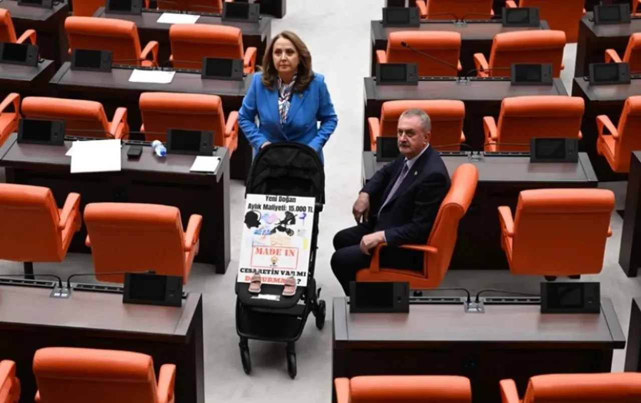 TBMM kürsüsüne bebek arabasıyla çıktı: 'Yeni doğan bebeğin aylık maliyeti 15 bin lira'