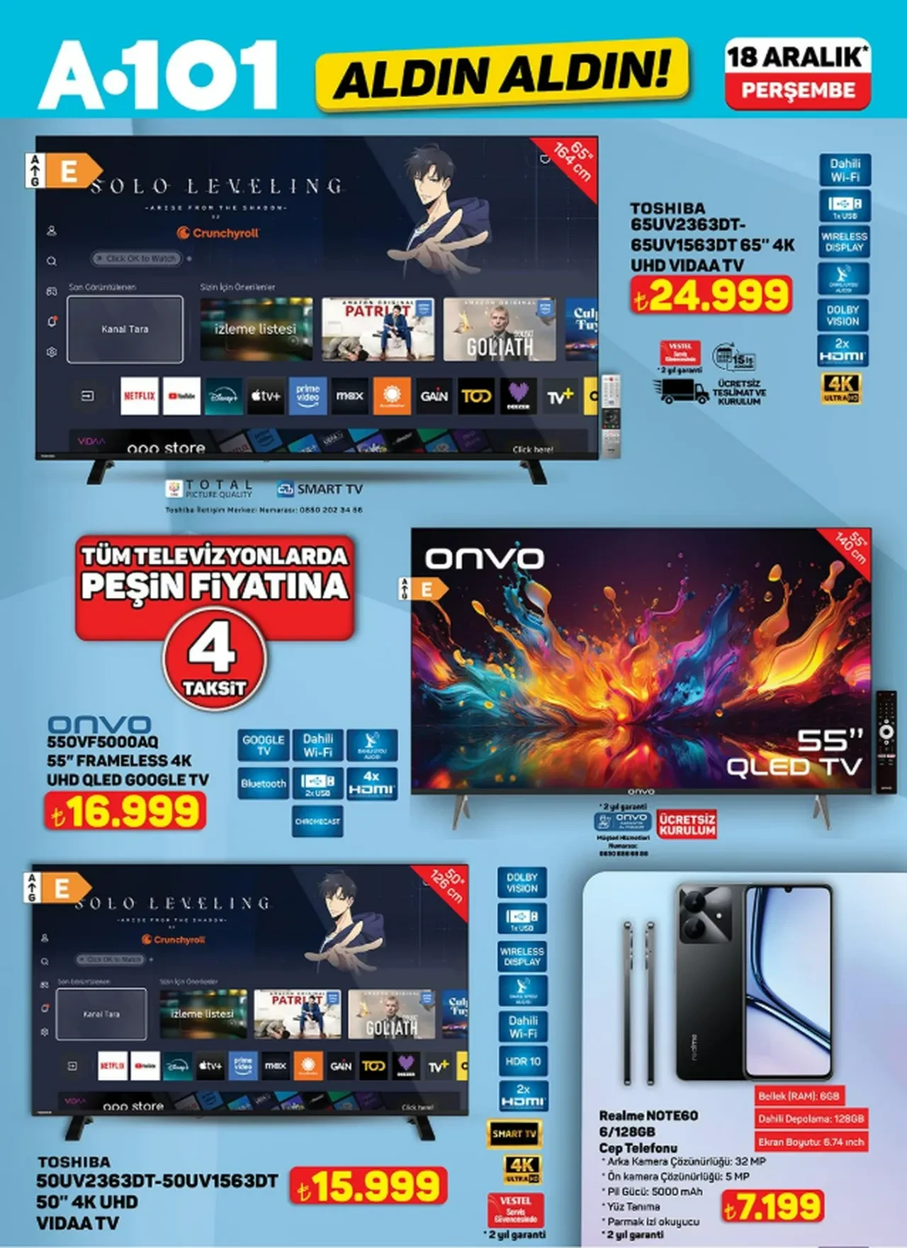 A101 aktüel ürünler kataloğu 18 Aralık! Bu hafta televizyon, direksiyon seti, çamaşır makinesi, buzdolabı ve elektrikli motosikletler geliyor