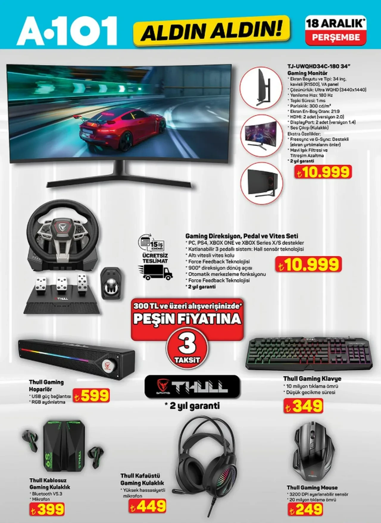 A101 aktüel ürünler kataloğu 18 Aralık! Bu hafta televizyon, direksiyon seti, çamaşır makinesi, buzdolabı ve elektrikli motosikletler geliyor