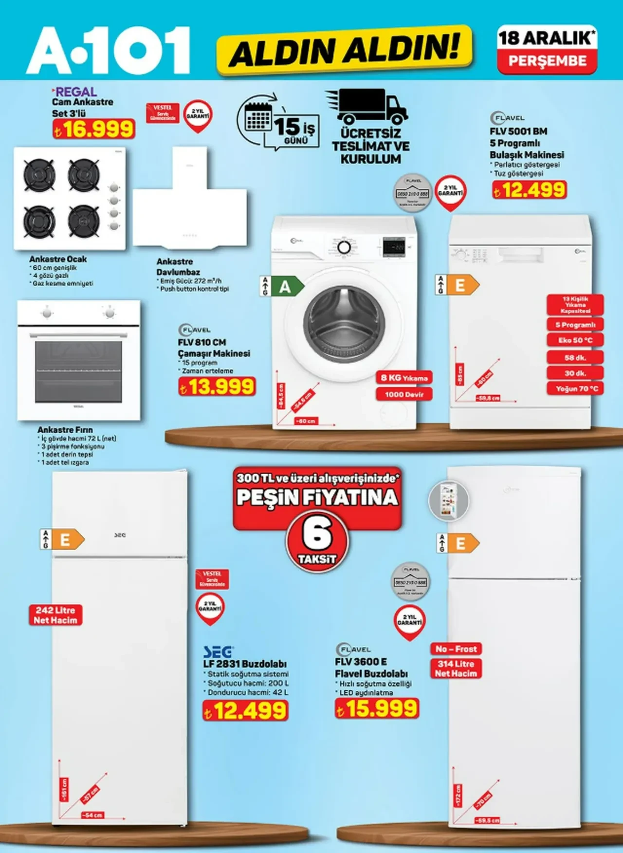 A101 aktüel ürünler kataloğu 18 Aralık! Bu hafta televizyon, direksiyon seti, çamaşır makinesi, buzdolabı ve elektrikli motosikletler geliyor