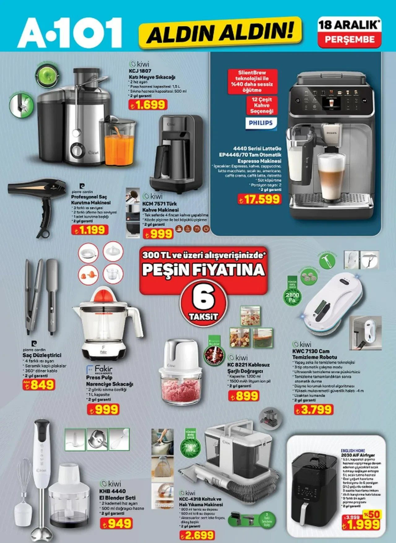 A101 aktüel ürünler kataloğu 18 Aralık! Bu hafta televizyon, direksiyon seti, çamaşır makinesi, buzdolabı ve elektrikli motosikletler geliyor