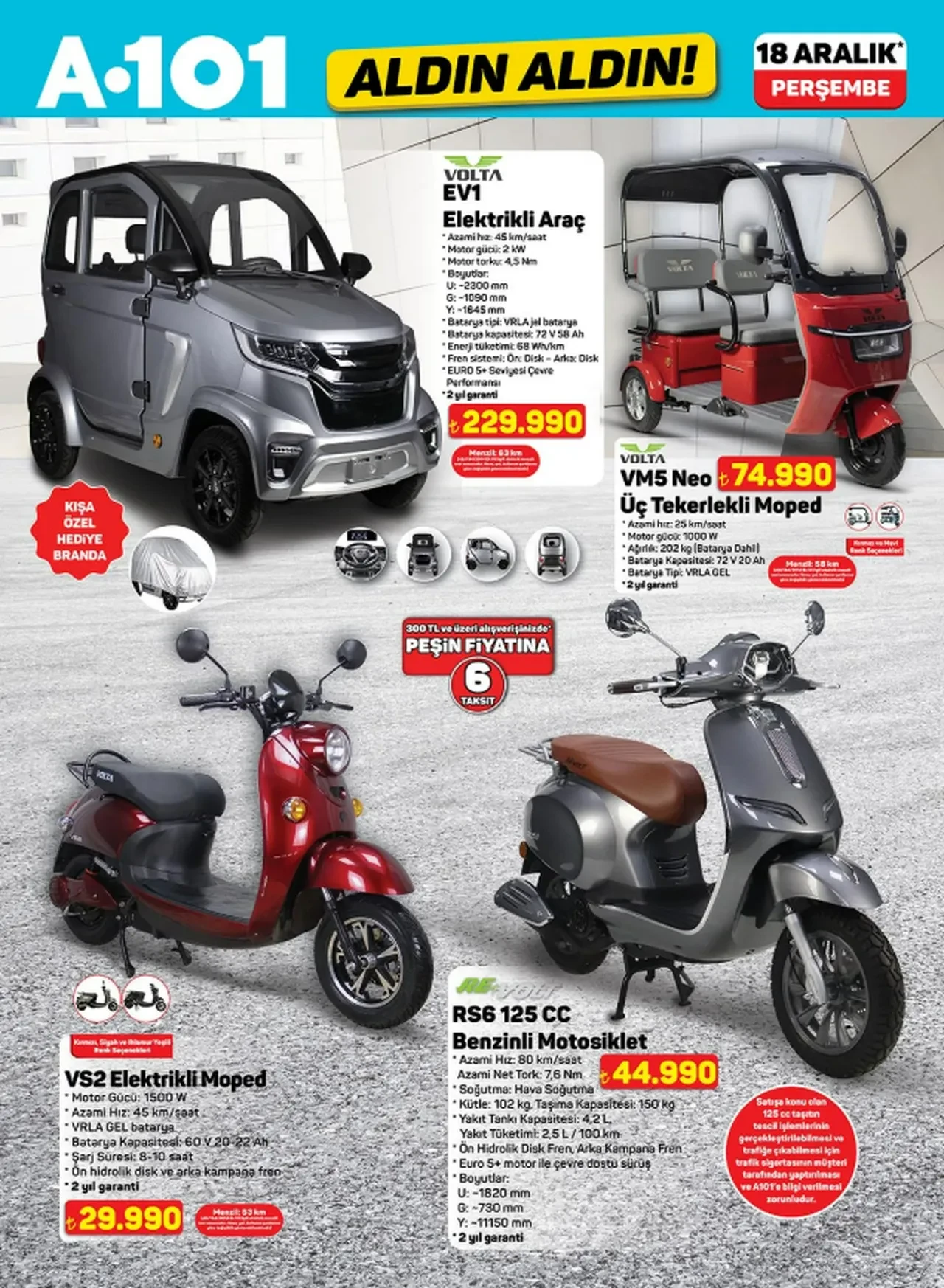 A101 aktüel ürünler kataloğu 18 Aralık! Bu hafta televizyon, direksiyon seti, çamaşır makinesi, buzdolabı ve elektrikli motosikletler geliyor