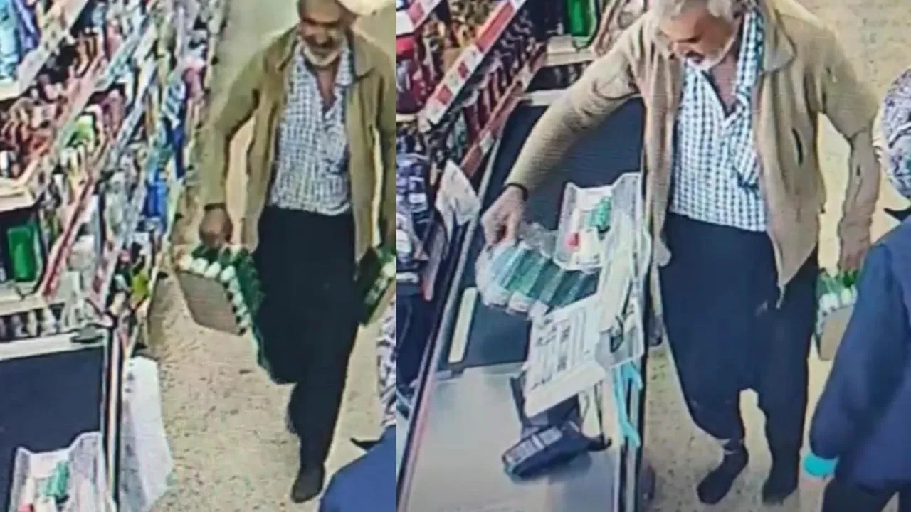 Ayakkabısı çamurlu olduğu için markete çorapla girdi! İçleri ısıtan görüntü kamerada