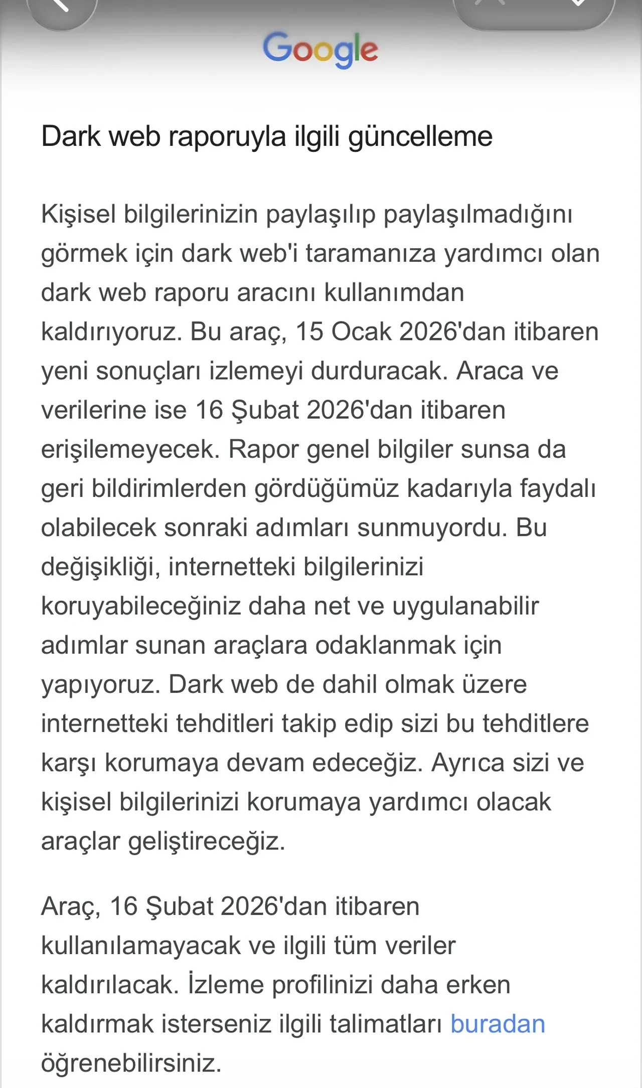Google dark web raporu tarihe karışıyor: İşte kullanabileceğiniz son tarih