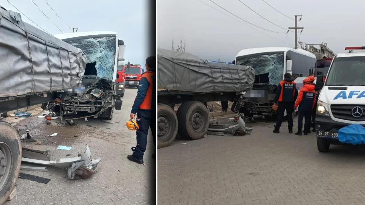 Kayseri'de feci kaza! İşçi servisi tıra arkadan çarptı: Çok sayıda yaralı var