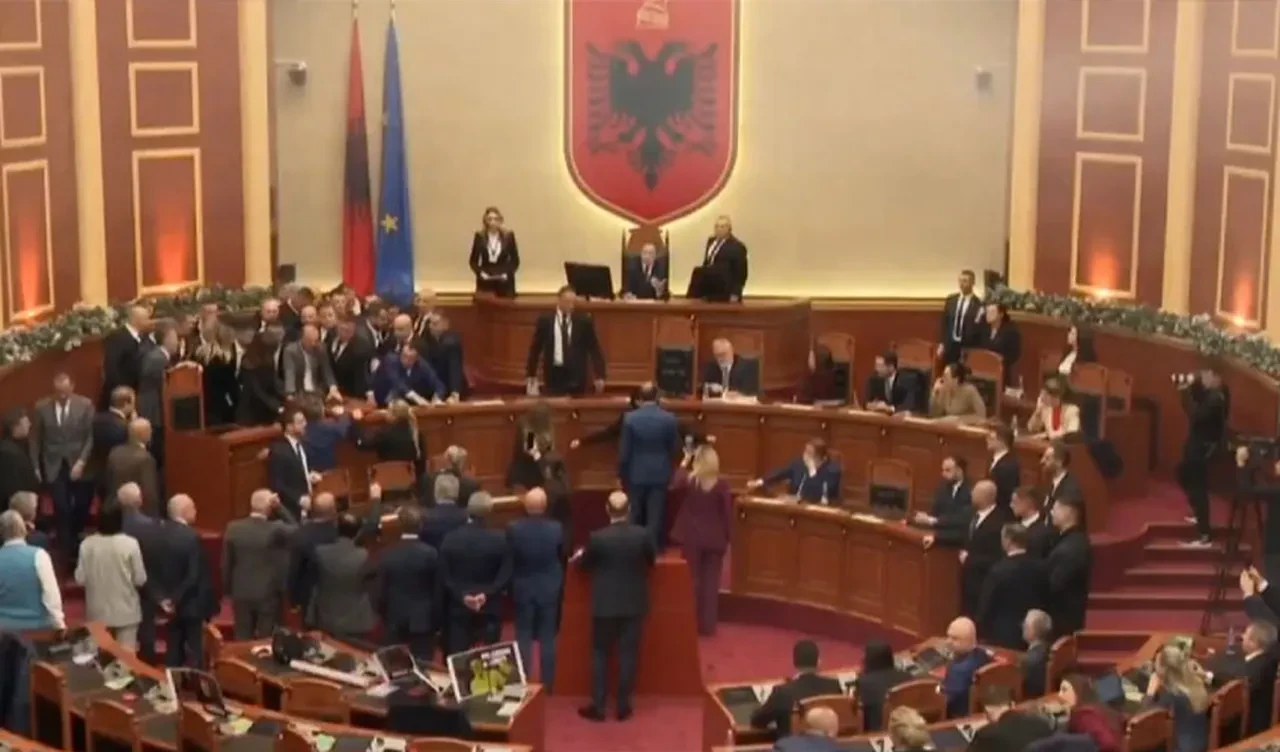 Arnavutluk Parlamentosu savaş alanına döndü! Meşale yakıp, başkana şişe fırlattılar