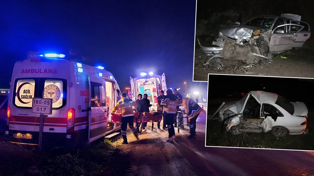 Amasya'da feci kaza! Otomobiller kafa kafaya çarpıştı: 8 yaralı