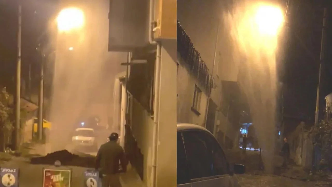 Edirne'de litrelerce su boşa aktı! Sokak arasında şelale oluştu